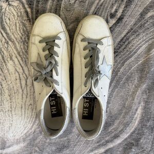 White Sneakers with Gray Laces